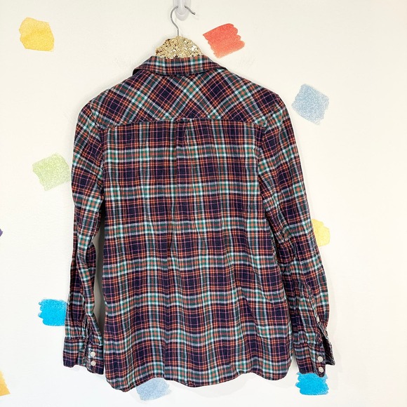 M J.Crew Factory Boy Fit Blue Plaid Button Down - Picture 2 of 4